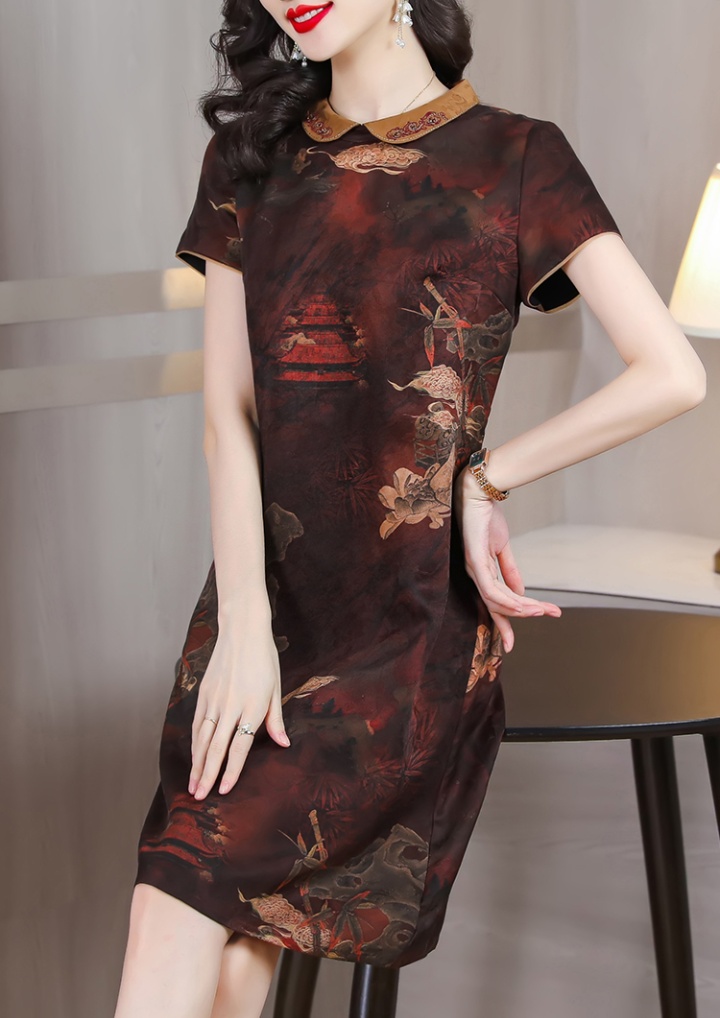 Summer silk dress real silk cheongsam for women