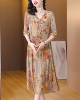Silk summer Western style real silk long dress for women