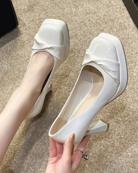 Thick shoes square head high-heeled shoes for women