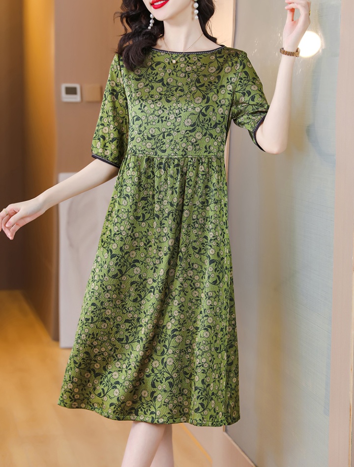 Silk printing slim summer real silk dress for women
