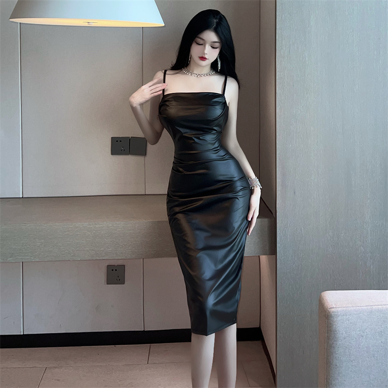 Sexy package hip formal dress fold dress for women