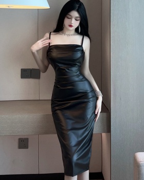 Sexy package hip formal dress fold dress for women