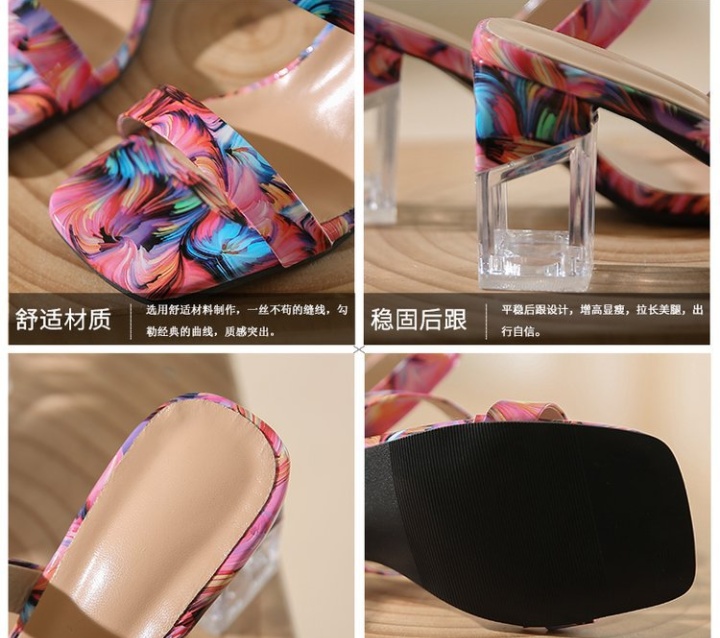 Crystal summer fish mouth Korean style sandals for women