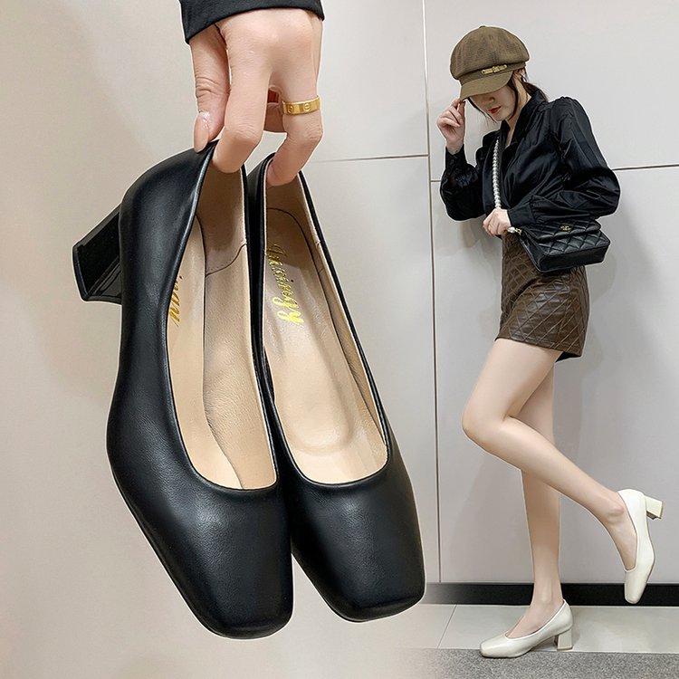 Autumn thick high-heeled shoes low Korean style shoes