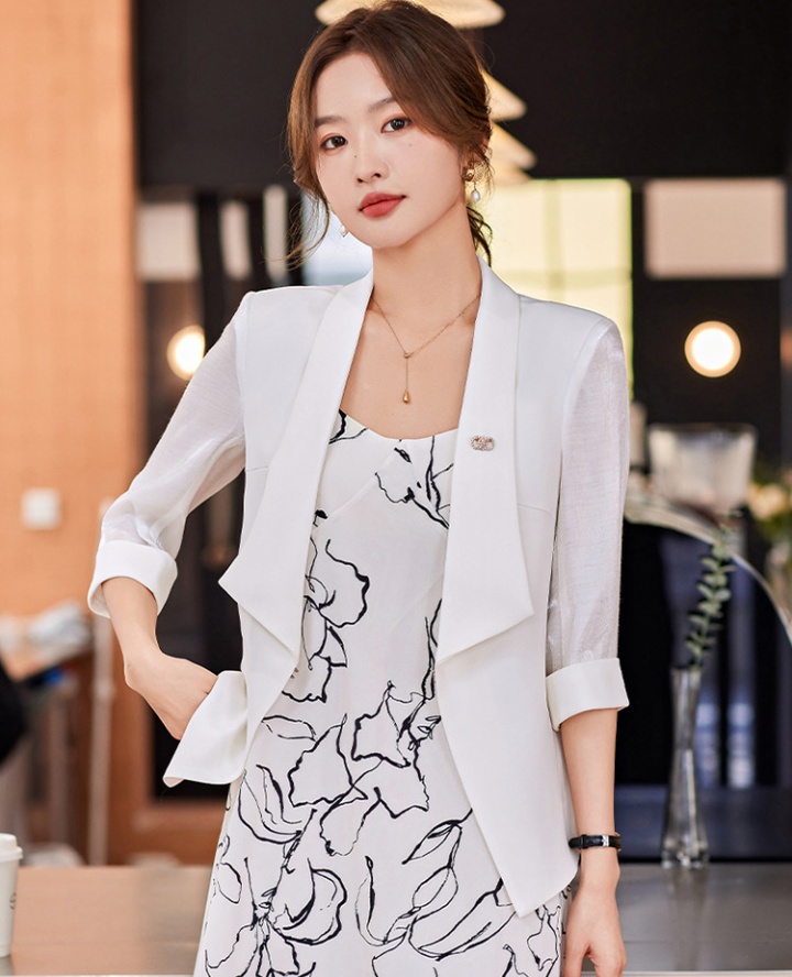 Spring overalls business suit white coat for women