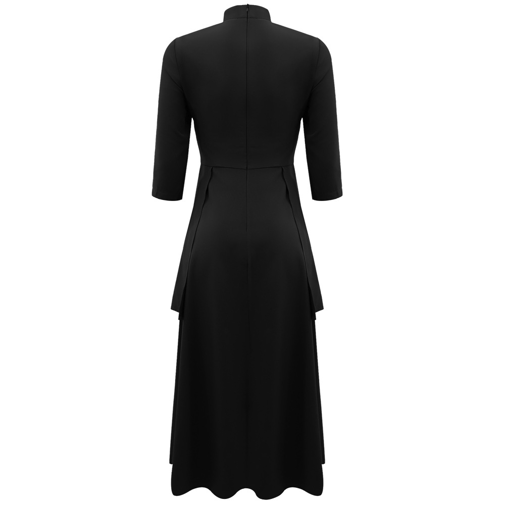 Half high collar commuting European style dress for women