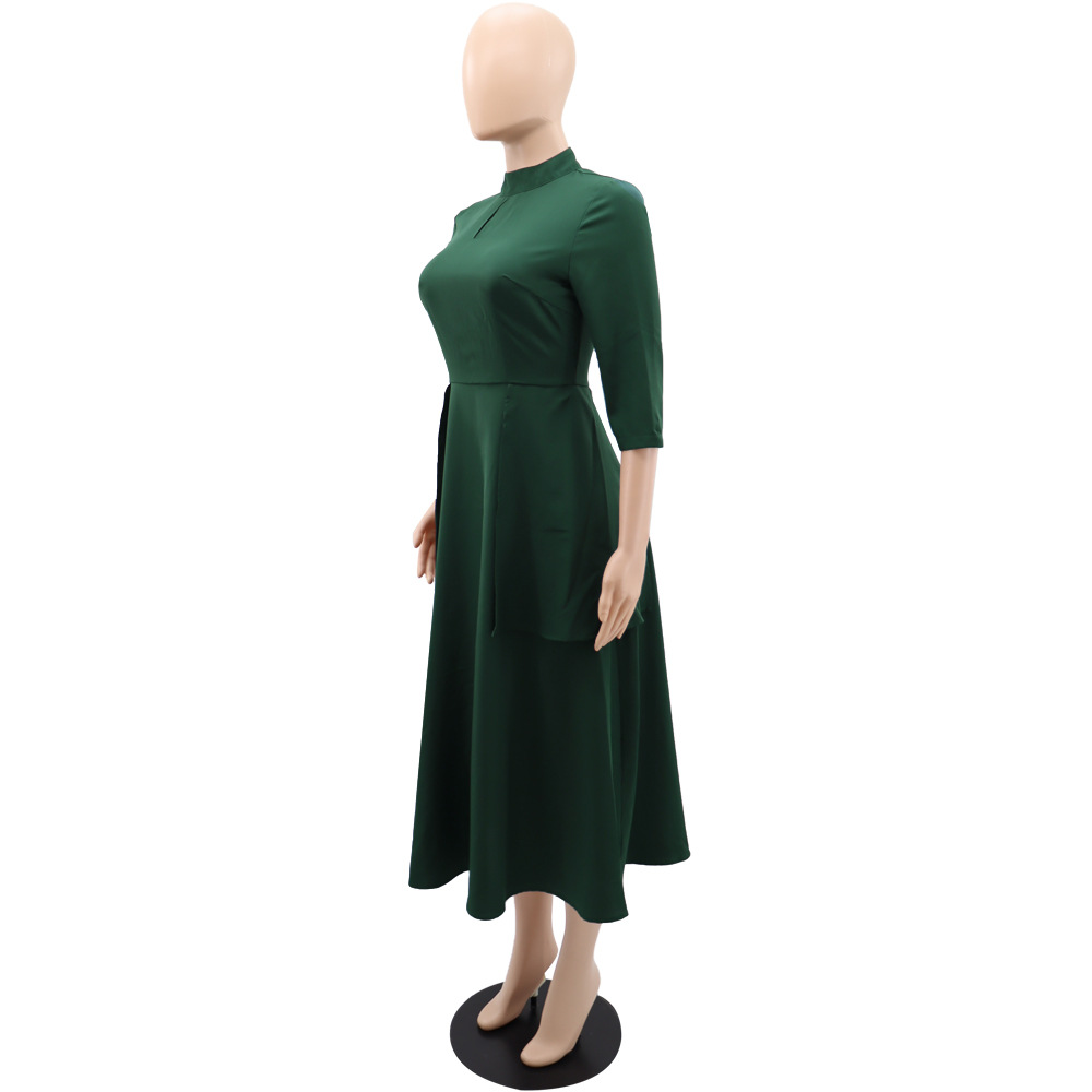 Half high collar commuting European style dress for women