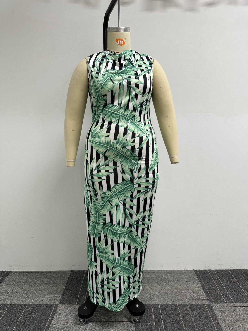 Slim printing split sexy European style large yard dress