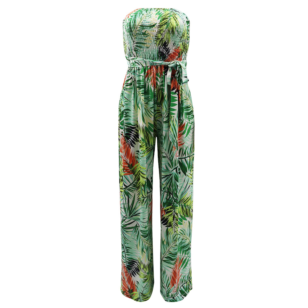 Fashion wrapped chest vacation jumpsuit for women