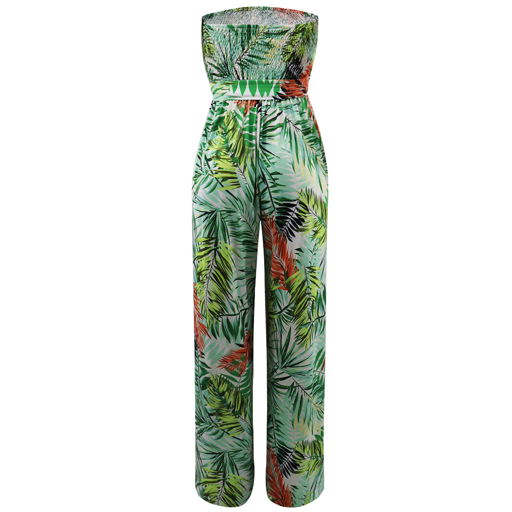 Fashion wrapped chest vacation jumpsuit for women