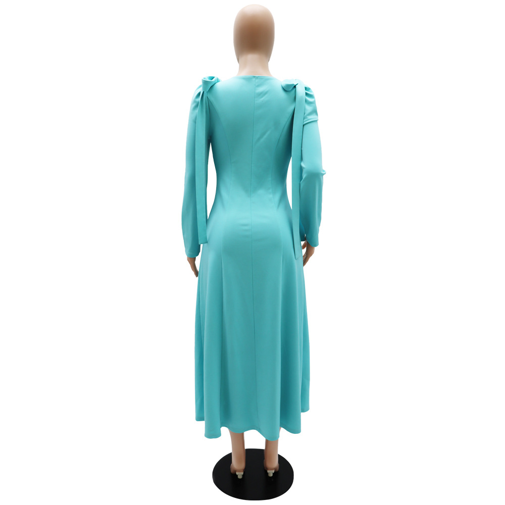 Round neck long pure European style dress