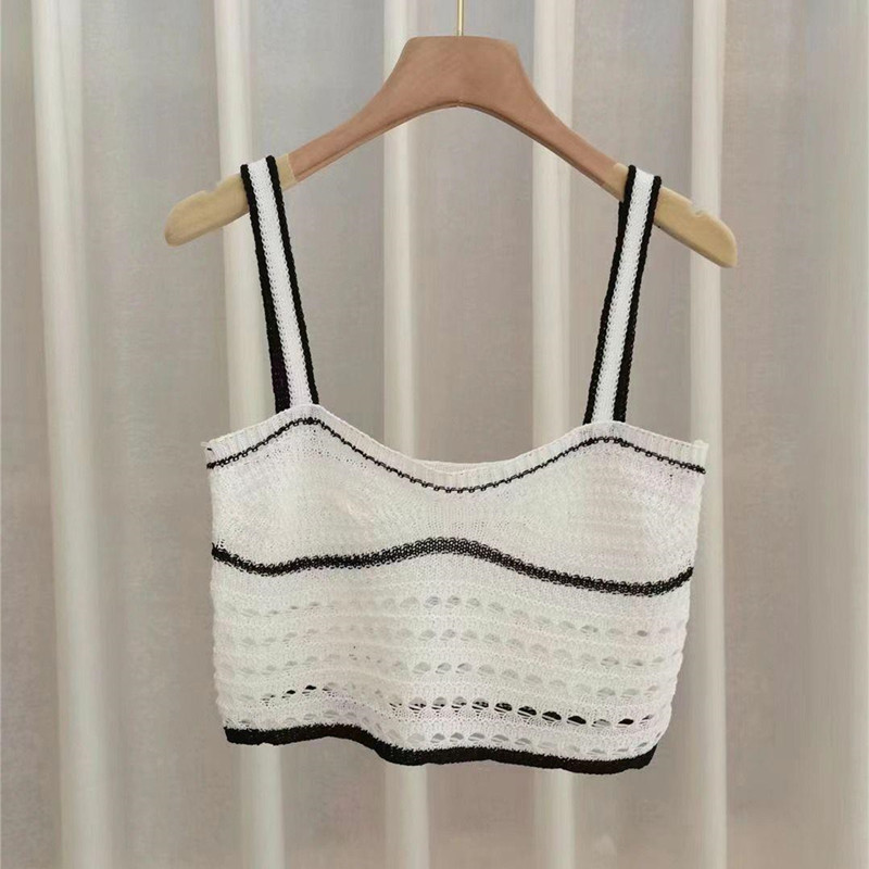 Sexy knitted hollow summer tops sling all-match short V-neck vest