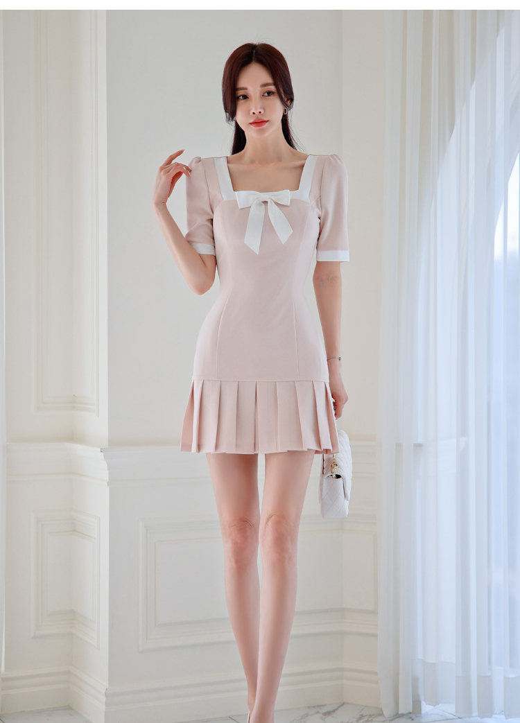 Fashion Korean style sweet small skirt pleated elegant dress