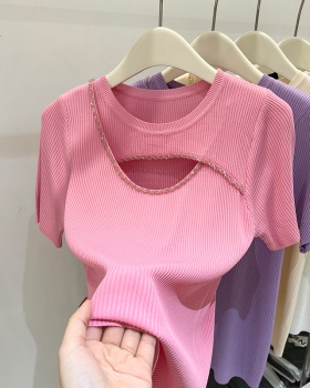 Unique slim tops France style bottoming shirt for women