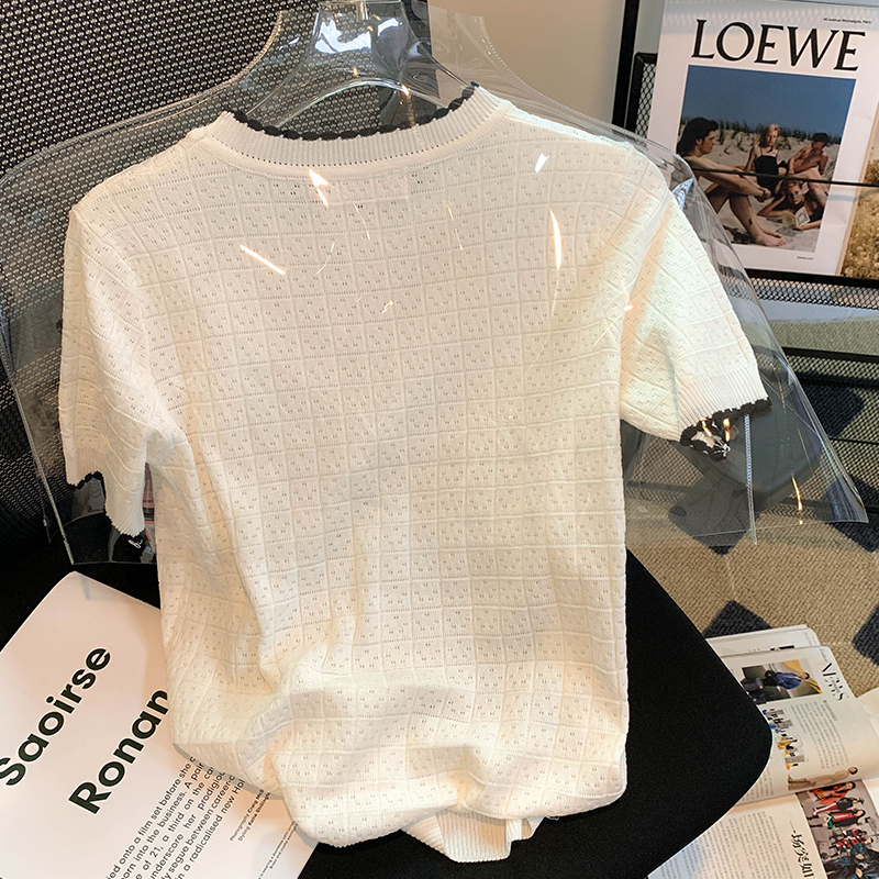 Summer ice silk T-shirt short sleeve tops for women