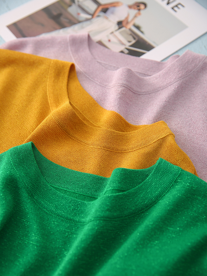 Baotou glitter temperament T-shirt knitted light tops