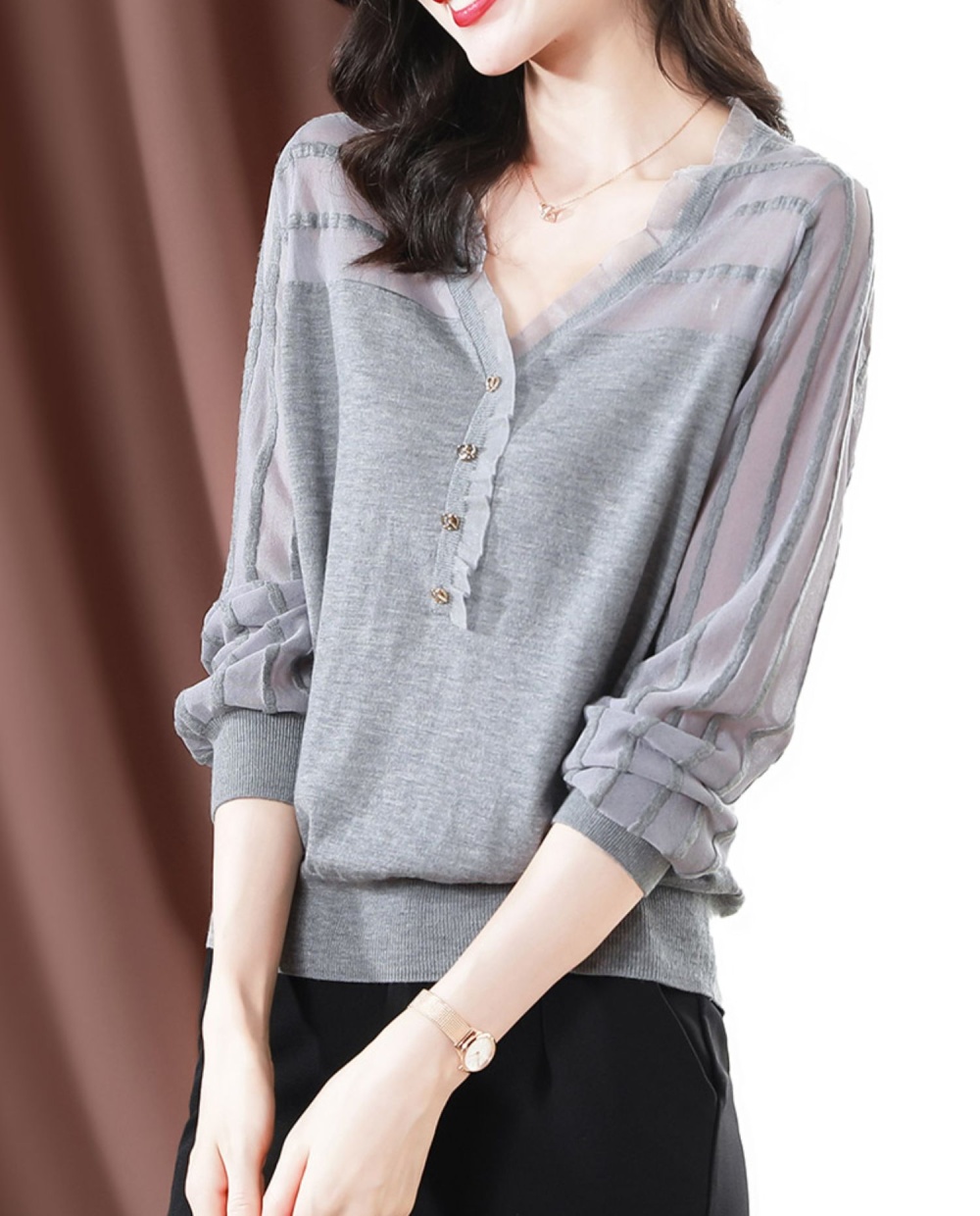 Cashmere spring and summer sweater gauze tops for women