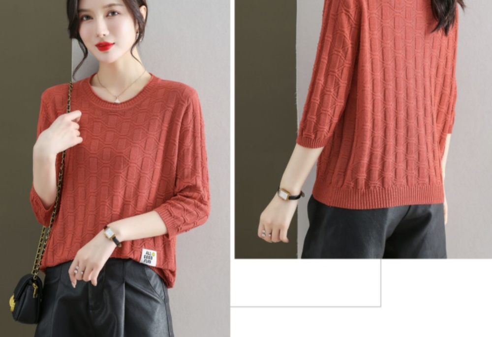 Round neck thin loose sweater ice silk spring tops