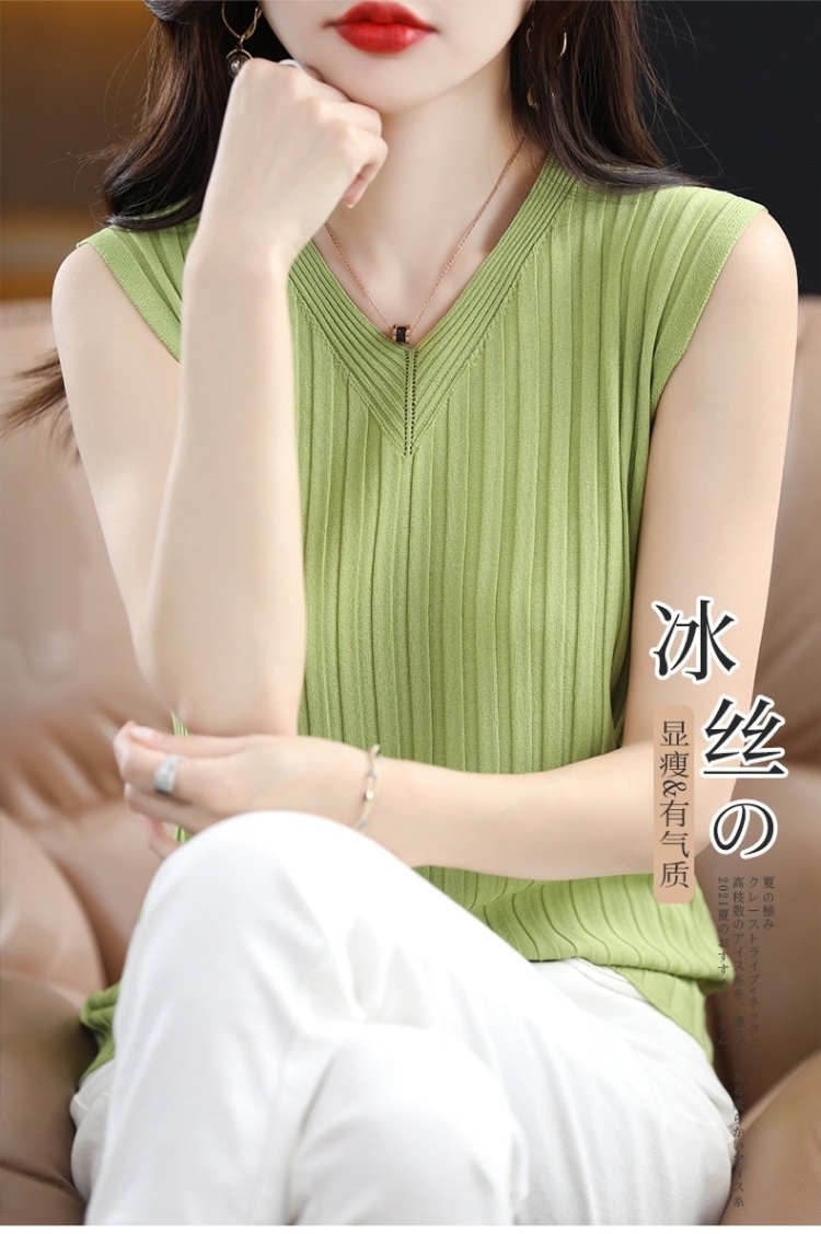 Knitted summer T-shirt sling business suit for women