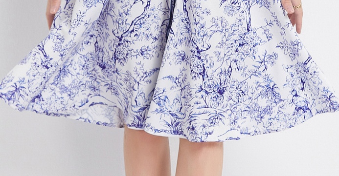 Short sleeve lapel printing pattern with belt dress
