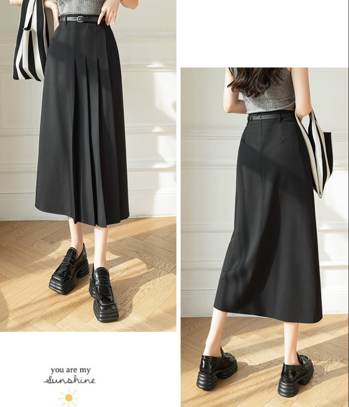 Gray long skirt high waist business suit for women