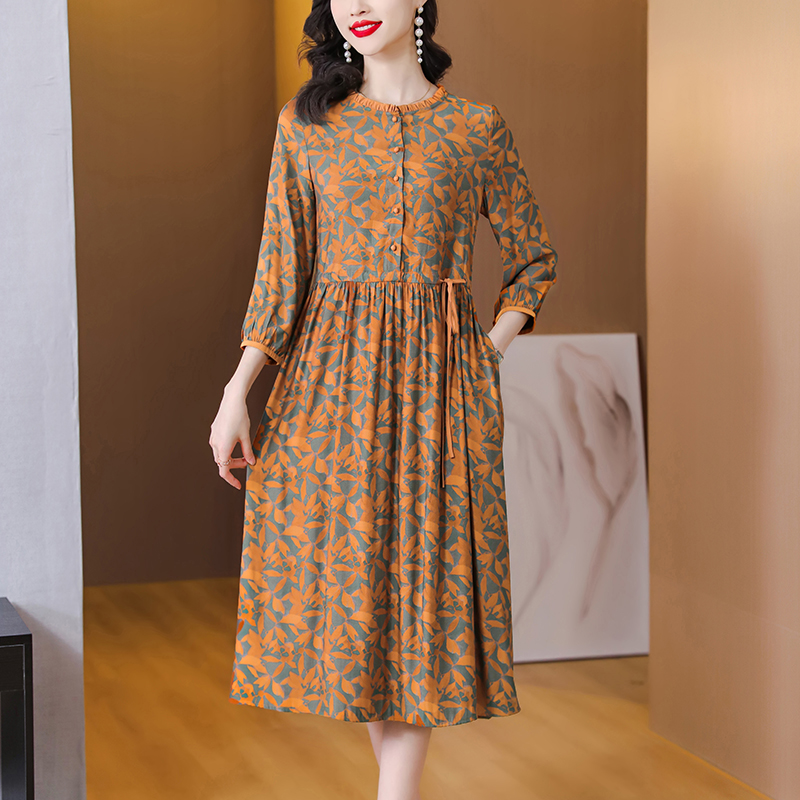 Long France style summer luxurious floral dress for women
