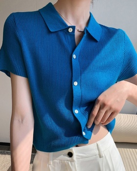 Thin all-match tops short sleeve short shirts for women