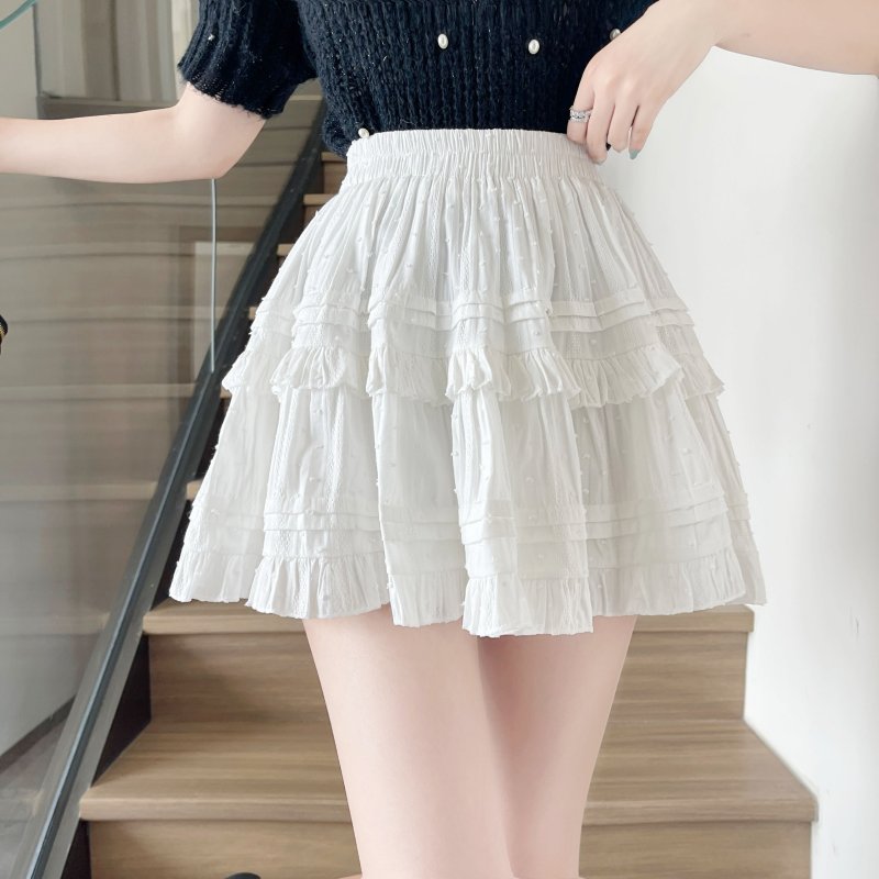 Pleated high waist skirt cake summer short skirt for women