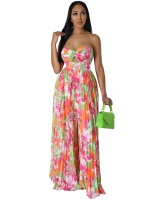 Summer pleated long pants all-match jumpsuit