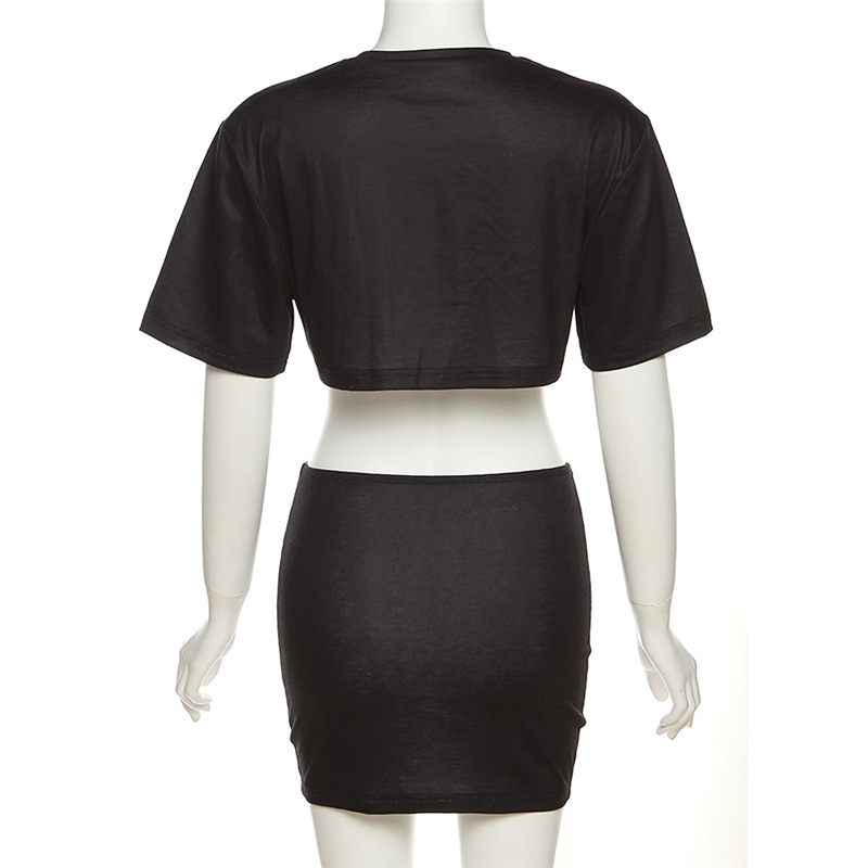 European style tops short skirt 2pcs set for women