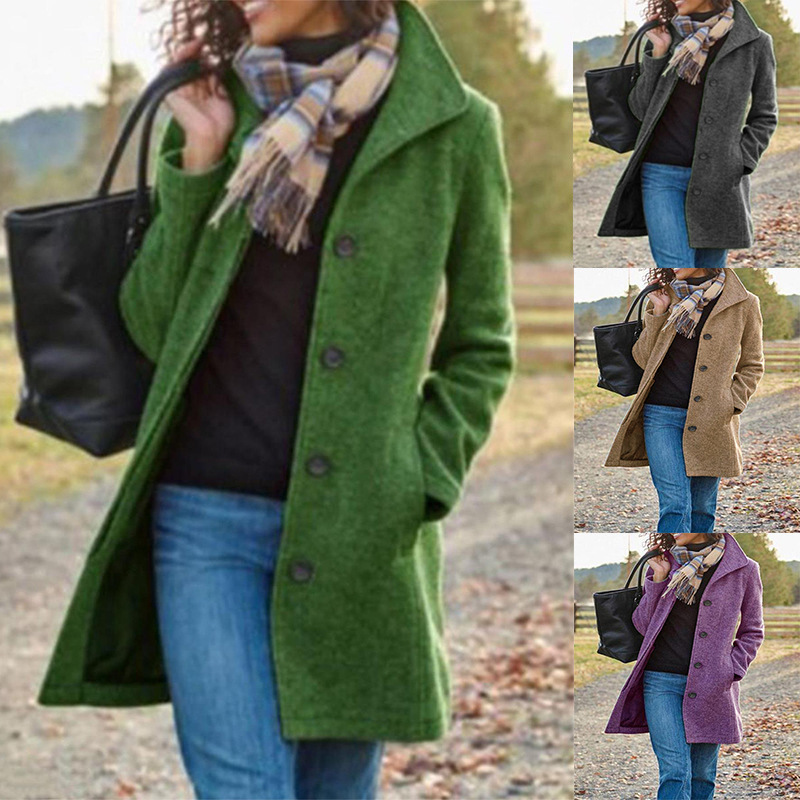 Pure retro woolen coat long European style overcoat