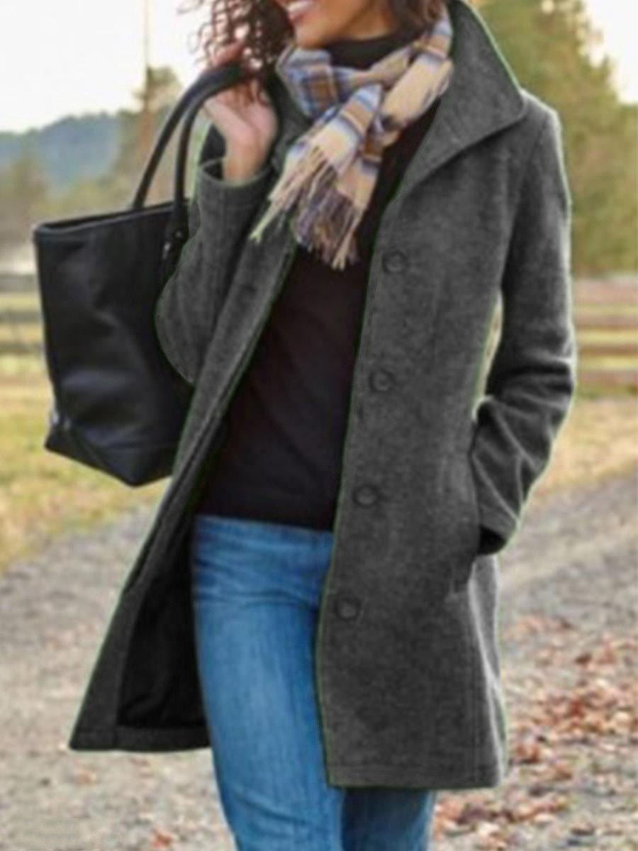 Pure retro woolen coat long European style overcoat