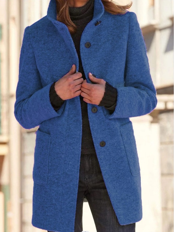 Lined woolen woolen coat pure overcoat