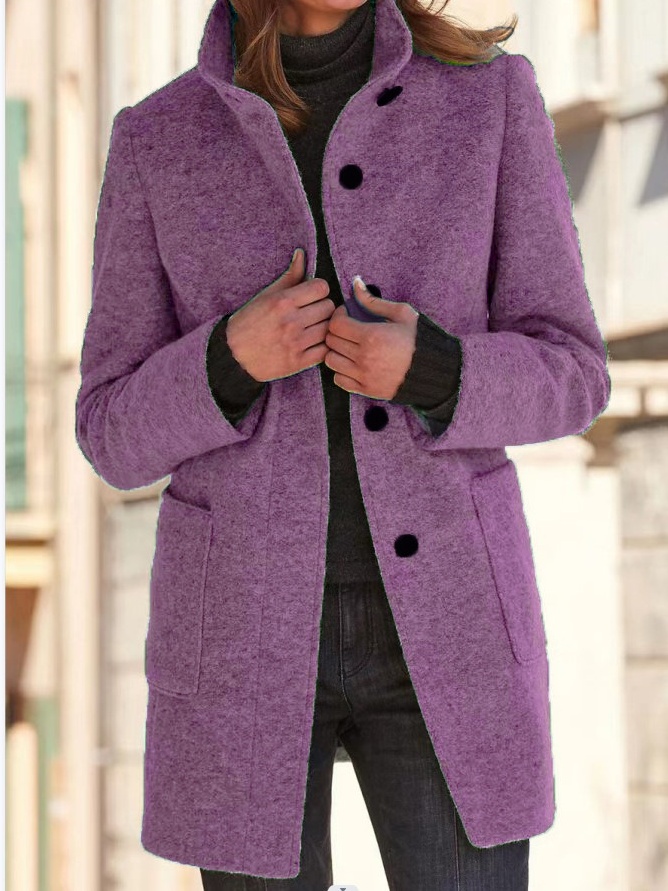 Lined woolen woolen coat pure overcoat