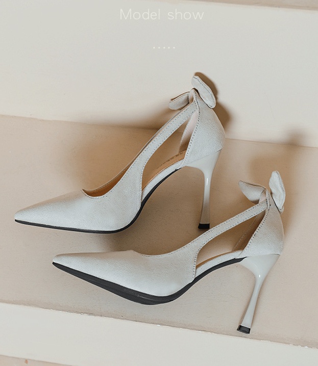 Rabbit ears shoes low high-heeled shoes for women