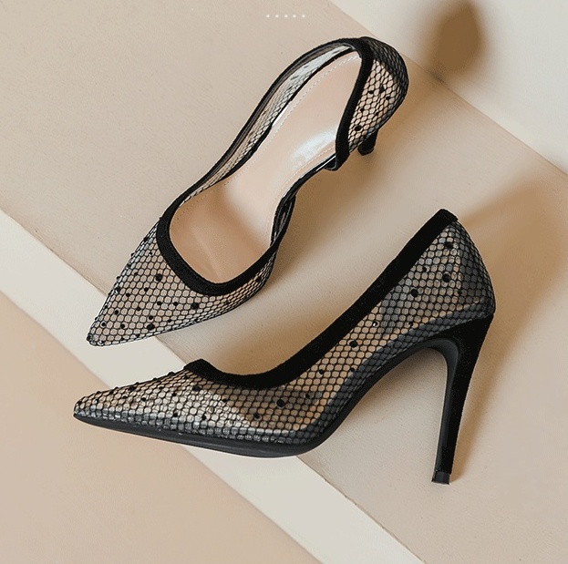 Rhinestone shoes hollow high-heeled shoes for women