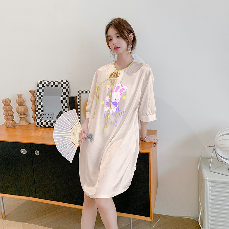 Satin pajamas ice silk night dress for women