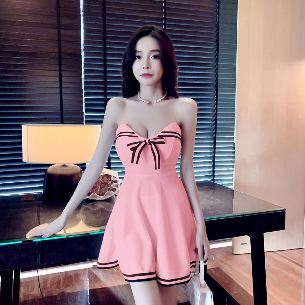 Autumn wrapped chest student sexy dress