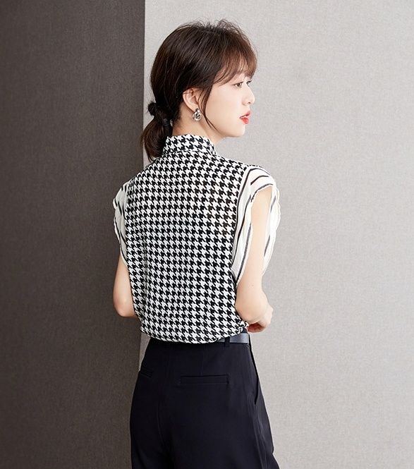 France style unique tops houndstooth shirt for women
