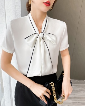 Short sleeve chiffon fashion tops profession white shirt