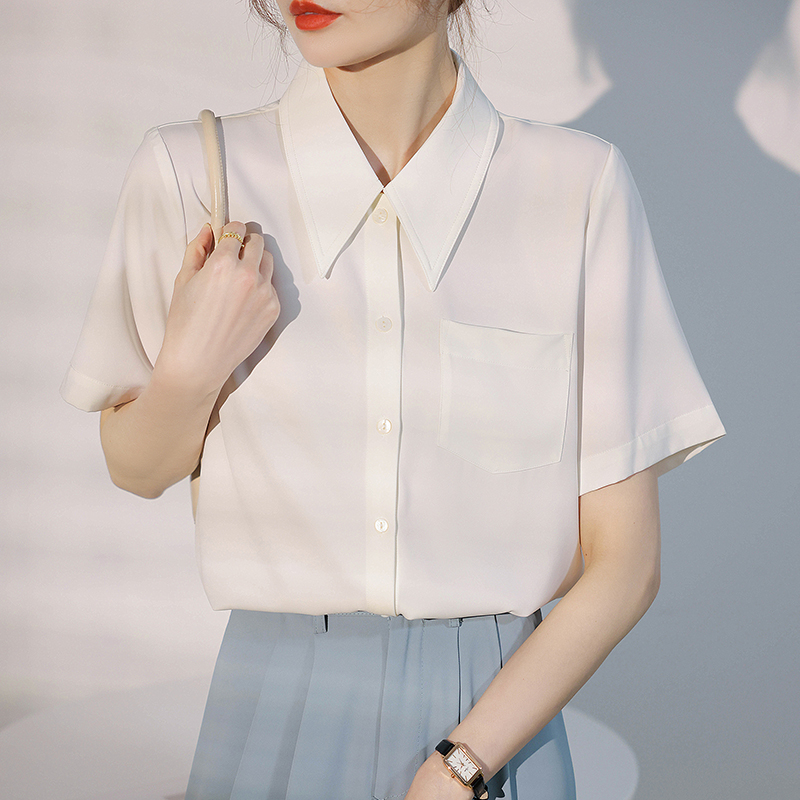 Profession pointed collar retro France style shirt for women