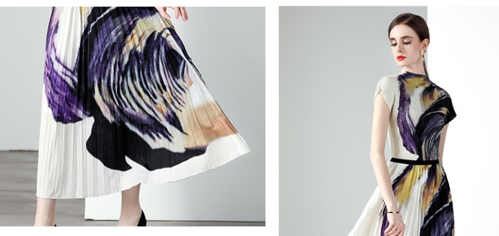 Printing fashion small shirt pleated skirt 2pcs set