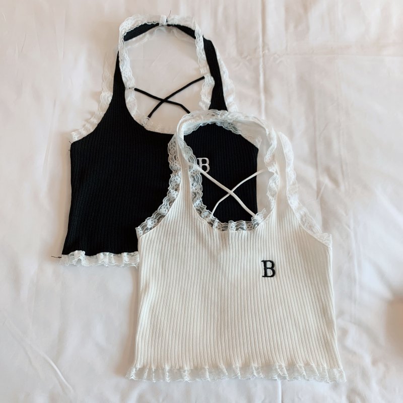Bottoming sling lace vest hollow halter sexy tops