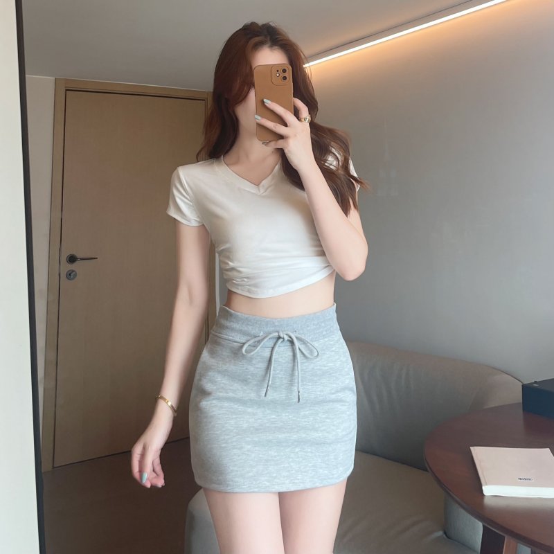 Casual spicegirl sports short skirt high waist gray skirt for women