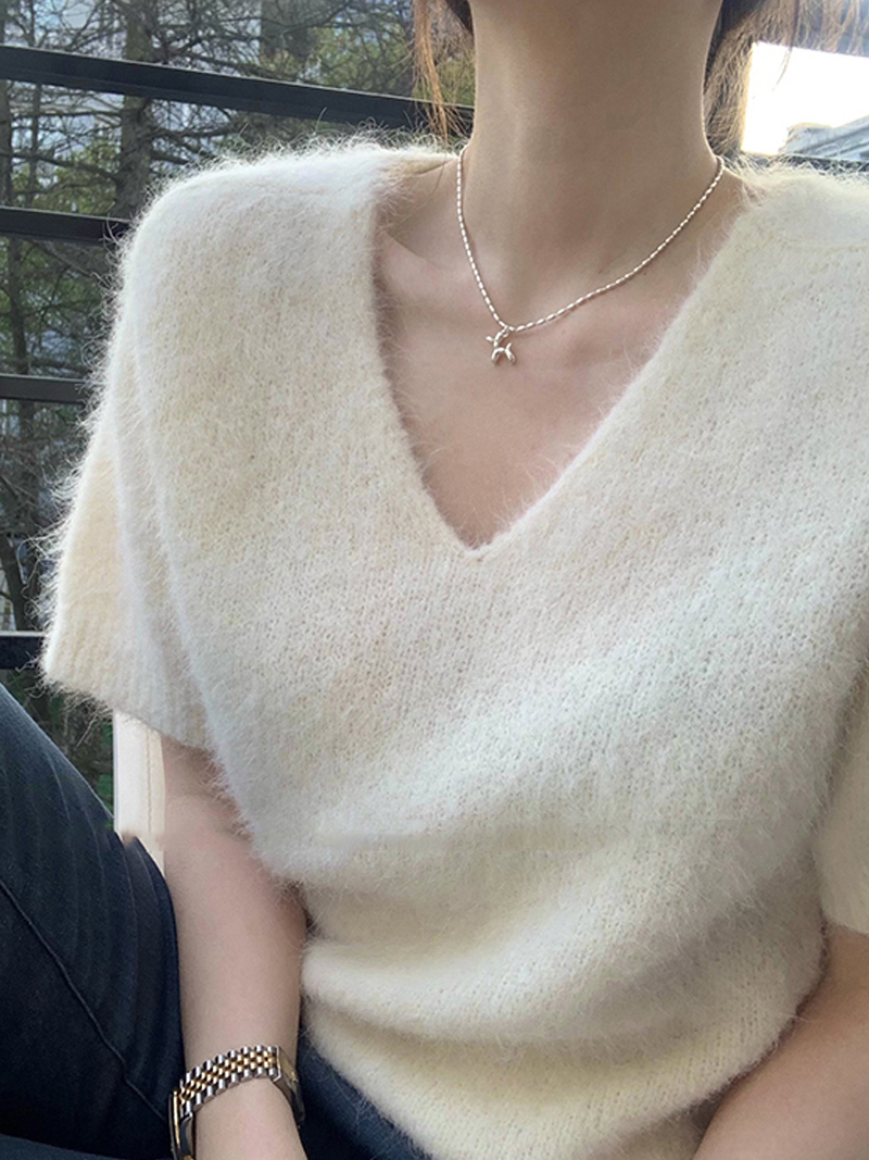 Mohair spring sweater white tender tops for women