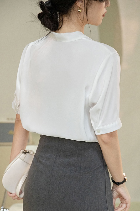 Korean style short sleeve summer shirt all-match V-neck tops