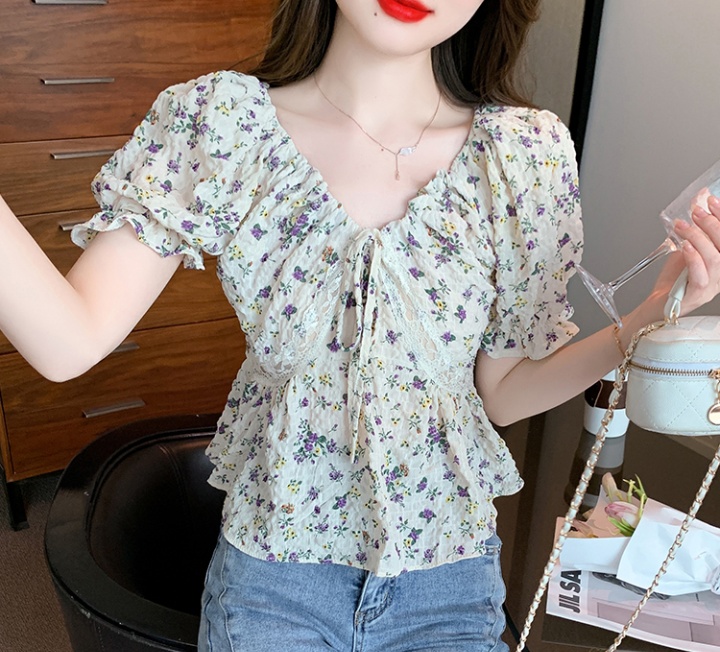 Summer chiffon shirt Korean style tops for women