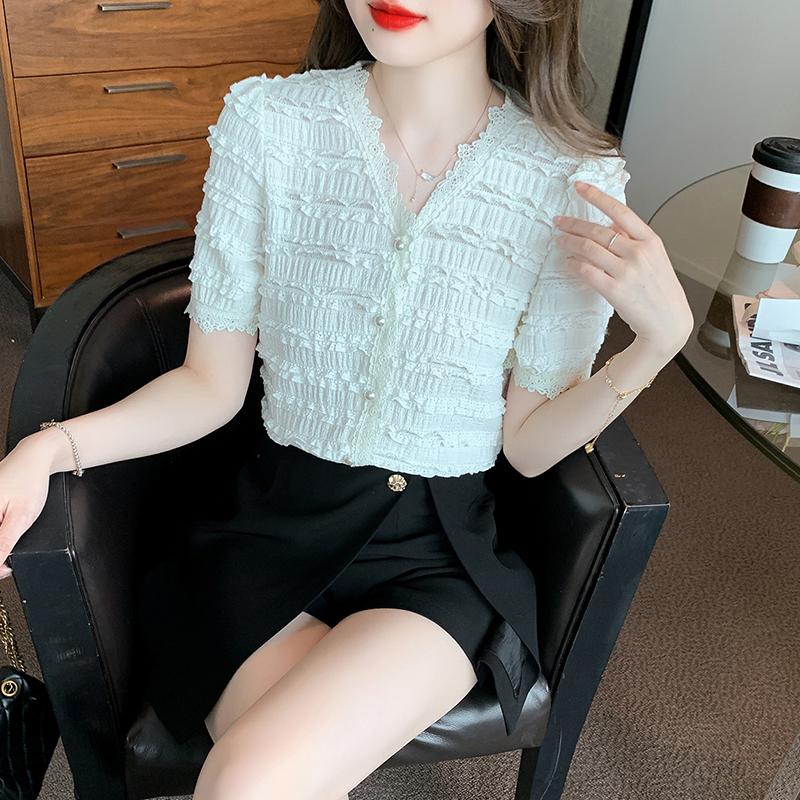 All-match short sleeve shirt Korean style tops for women