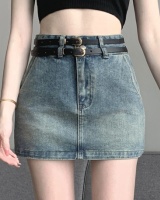 Korean style high waist denim skirt package hip slim skirt