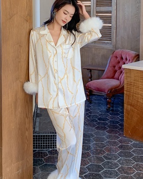 Satin thin wears outside pajamas 2pcs set for women